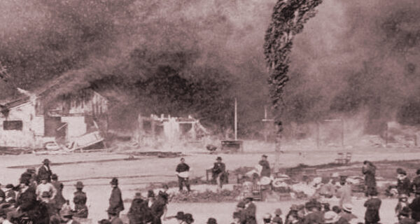The Second Market Street Chinatown arson fire, 1887. Courtesy of History San Jose Research Library and Archives