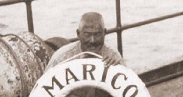 Torao Takahashi on board the Marico, his fishing boat. Courtesy of Lilian Takahashi Hoffecker