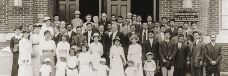 Japanese American participants at the Whitter Friends Church Conference, 1922, courtesy of the Digital Collections of the Los Angeles Public Library